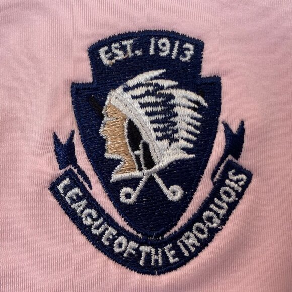 FootJoy Mens Polo Shirt Medium Pink Emblems & Logos Short Sleeve Casual Classic - Picture 3 of 8